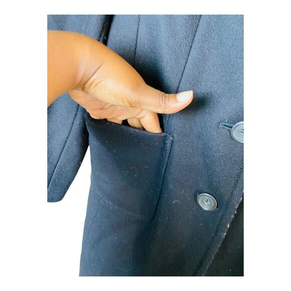 Banana Republic Womens Business Pea Coat Jacket Lined Leopard Black Medium - Picture 5 of 9